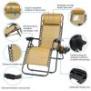 2Packs Zero Gravity Lounge Chair with Dual Side Tray 330lbs Load Foldable Recliner Chair - Tan