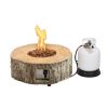 28'' Ore Powder 30; 000 BTU Exterior Faux Stone Propane Fire Pit with Water Proof Cover and Lava Rock - as Pic