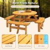 Circular Outdoor Wooden Picnic Table with Built-in Benches for Patio Backyard Garden; DIY; 1720lb Capacity; Natural/Gray - Natural - 8-person