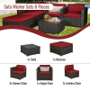 Outdoor Garden Patio Furniture 6-Piece Brown PE Rattan Wicker Sectional  Cushioned Sofa Sets - Dark Gray