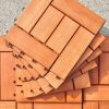 (Set of 10) Hanalei Eucalyptus Interlocking Wooden Decktile in Red Brown - as Pic