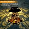 Solar Bird Feeder Decorative Hanging Bird Feeder Lantern Warm White Light Bird Feeder for Outdoor Garden Backyard - Brass