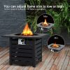 Square Propane Fire Pit Table with Lava Rocks and Rain Cover - black