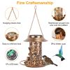 Solar Bird Feeder Decorative Hanging Bird Feeder Lantern Warm White Light Bird Feeder for Outdoor Garden Backyard - Brass