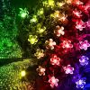 Solar Cherry Blossom Light String LED Peach Blossom Decorative Lights Christmas Festival Courtyard Transparent Flower Light Belt - Warm White - 5m/16.