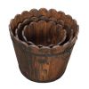 Outdoor Reinforced And Anticorrosive Chinese Fir Planting Pot Flower-Shaped Barrel Carbonized Color - as picture