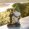 Cartoon Gnome Dwarf Statue Garden Lighting Waterproof Resin Figurines Solar Light Outdoor Lawn Courtyard Night Decorative Lamp - A