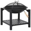 Fire Pit with Poker 21.3"x21.3"x21.7" Steel - Black