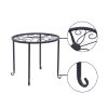 Metal Plant Stand 4 in 1 Potted Irons Planter Supports Floor Flower Pot Round Rack Display - Black