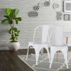 Metal Dining Chairs Set of 4 Indoor Outdoor Patio Chairs Stackable Kitchen Chairs with Back Restaurant Chair 330 LBS Capacity  - White - 4