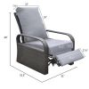 Outdoor Recliner Chair;  Automatic Adjustable Wicker Lounge Recliner Chair with 5.12'' Thicken Cushion - Gray - Brown Wicker