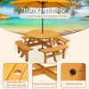 Circular Outdoor Wooden Picnic Table with Built-in Benches for Patio Backyard Garden; DIY; 1720lb Capacity; Natural/Gray - Natural - 8-person