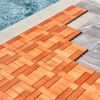 (Set of 10) Hanalei Eucalyptus Interlocking Wooden Decktile in Red Brown - as Pic