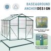 6 x 8 FT Polycarbonate Greenhouse with Roof Vent for Outdoors Gardening Canopy Plants Shed, Silver/Green - Green