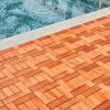 (Set of 10) Hanalei Eucalyptus Interlocking Wooden Decktile in Red Brown - as Pic