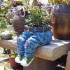 1pc Funny Indoor And Outdoor Flower Pots Resin Denim Pants Ornaments Creative Flower Pot Decoration Crafts Retro Garden Decoration - A