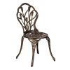 Cast Aluminum Outdoor 3 Piece Tulip Bistro Set of Table and Chairs XH - Bronze