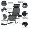 2Packs Zero Gravity Lounge Chair with Dual Side Tray 330lbs Load Foldable Recliner Chair - NBlack