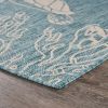 Home Decor Coastal Bordered Coral Reef Indoor/Outdoor Accent Rug - Aqua|White - 5'3" X 7'0"