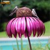 Bird Feeder Bottle with Stand Metal Flower Shaped Outdoor Garden Decoration Pink Coneflower Bird Feeder Container Accessories - Blue