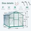 6 x 8 FT Polycarbonate Greenhouse with Roof Vent for Outdoors Gardening Canopy Plants Shed, Silver/Green - Green