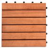 Outdoor Patio 6-Slat Eucalyptus Interlocking Deck Tile (Set of 10 Tiles) - as Pic