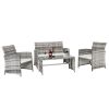 Outdoor 4-Piece Set patio furniture Sectional Sofa Sets All Weather Rattan Manual Wicker Conversation Set with Cushions and Table XH - Graying Cane