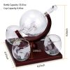 Whiskey Decanter Globe Set w/ 4Pcs 8.45OZ Etched World Whiskey Glasses Wooden Tray Perfect Gift Set - Walnut