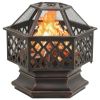 Rustic Fire Pit with Poker 24.4"x21.3"x22" XXL Steel - Black