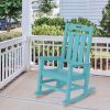 Presidential Rocking Chair HDPE Rocking Chair Fade-Resistant Porch Rocker Chair; All Weather Waterproof for Balcony/Beach/Pool ; Blue - as Pic