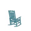 Presidential Rocking Chair HDPE Rocking Chair Fade-Resistant Porch Rocker Chair; All Weather Waterproof for Balcony/Beach/Pool ; Blue - as Pic