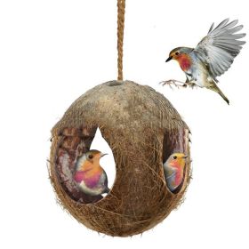 Creative Coconut Shell Bird Nest Feeder (Color: Brown)