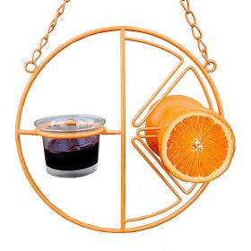 Oriole Bird Feeder Orange Fruit Outdoor Garden Metal Hanging Drinking Grape Jelly Container Farm Hummingbird Automatic Portable (Color: Yellow)