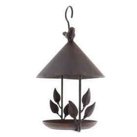 American made old wrought iron bird feeder (Color: Brown)