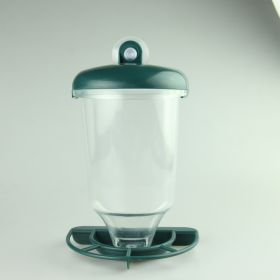 Transparent Plastic Suspension Type Automatic Bird Feeder With Cover (Color: Green)