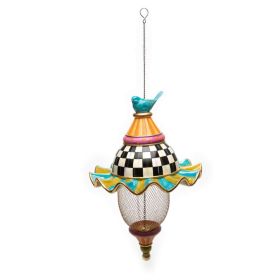 Metal Bird Feeder Creative Pattern Birdhouse Hanging Decor Garden Yard Window Parrot Feeding Pendant Decoration (Option: C)