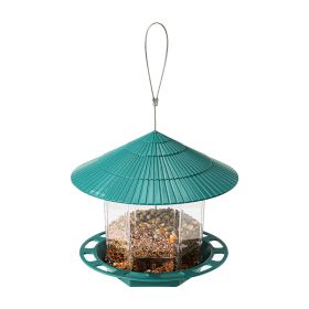 Outdoor Garden Hanging Transparent Bird Feeder (Color: Green)