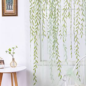 Inverted Willow Wicker Offset Printing Curtains Printing Window Screens Living Room Balcony Window Screens (Option: Green-W39.3inch x L106.3inch)